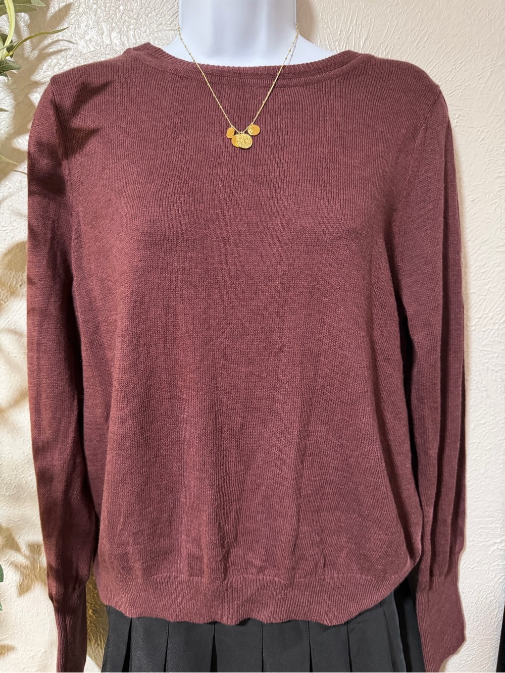 NIC+ZOE Deep Maroon Crewneck Sweater